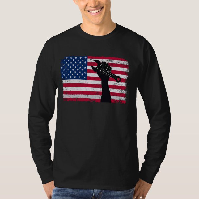 amerikansk arbetsdag flagga t shirt (Framsida)