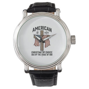 Amerikansk av tro kristen pappa patriotisk kors sk armbandsur