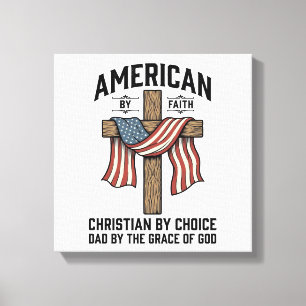 Amerikansk av tro kristen pappa patriotisk kors sk canvastryck