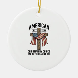 Amerikansk av tro kristen pappa patriotisk kors sk julgransprydnad keramik