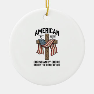 Amerikansk av tro kristen pappa patriotisk kors sk julgransprydnad keramik