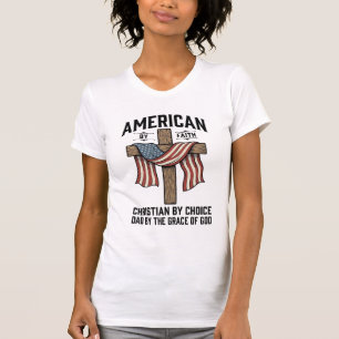 Amerikansk av tro kristen pappa patriotisk kors sk t shirt