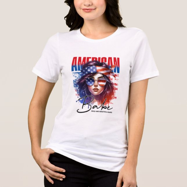 Amerikansk Babe Patriot Design T Shirt (Framsida)
