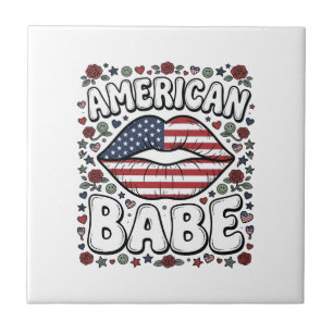 Amerikansk Baby Patriotisk Vintage Gravyr Design_1 Kakelplatta