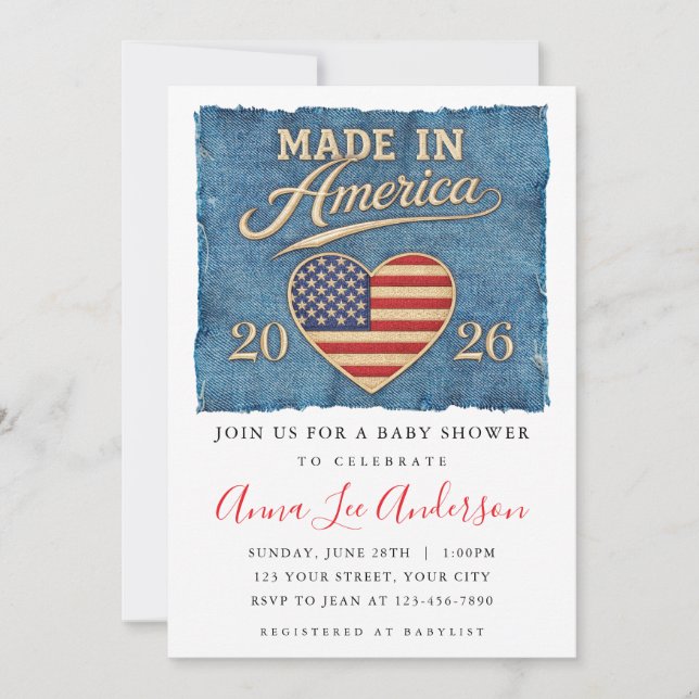 Amerikansk Baby Shower-inbjudan Inbjudningar (Framsida)