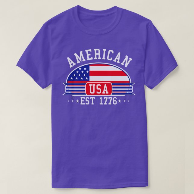 AMERIKANSK BADGE BLUE T SHIRT (Design framsida)