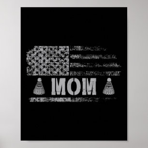 Amerikansk Badminton Mamma Usa Flagga Lag Badminto Poster