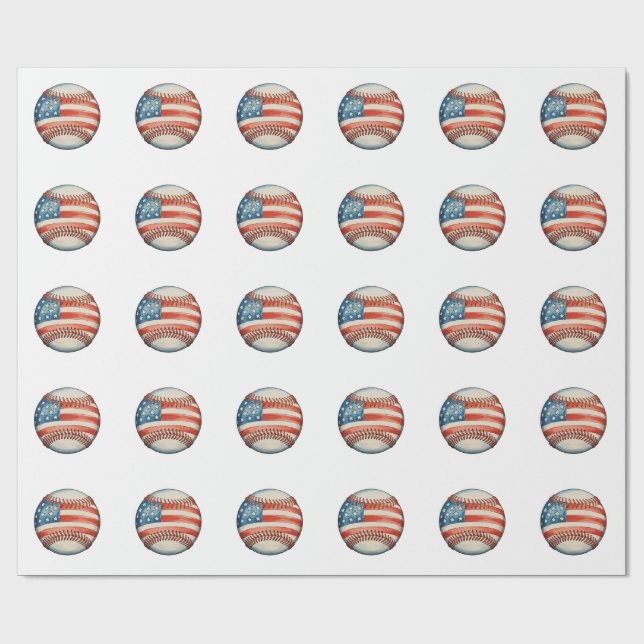 Amerikansk baseboll USA-flagga 250-årsjubileum Presentpapper (Platt)