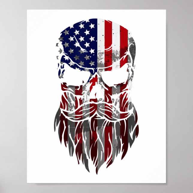 Amerikansk Beard Skull Manar Poster (Framsidan)