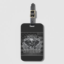 Amerikansk Biker ADD NAMN Skull V-Twin-motorcyklar Bagagebricka
