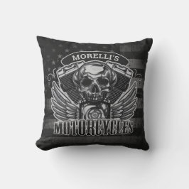 Amerikansk Biker ADD NAMN Skull V-Twin-motorcyklar Kudde