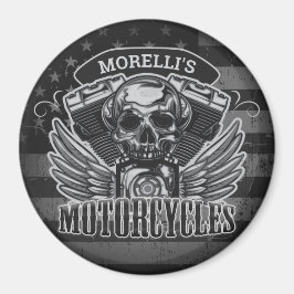 Amerikansk Biker ADD NAMN Skull V-Twin-motorcyklar Magnet