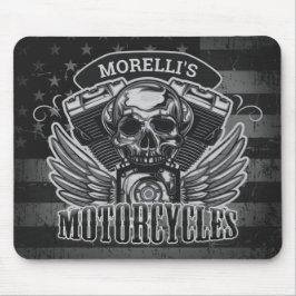 Amerikansk Biker ADD NAMN Skull V-Twin-motorcyklar Musmatta