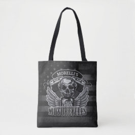 Amerikansk Biker ADD NAMN Skull V-Twin-motorcyklar Tygkasse