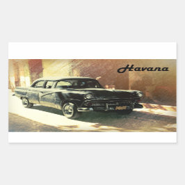 Amerikansk bil i gammal Havanna, Kubabekett Rektangulärt Klistermärke