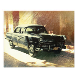 Amerikansk bil i Havanna, Kubafotoutskrift Fototryck