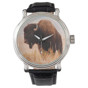 Amerikansk Bison (Bison Bison) Flock i Teton 2 Armbandsur