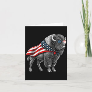 Amerikansk Bison Buffalo 4:e Juli Flagga Patriotis Kort