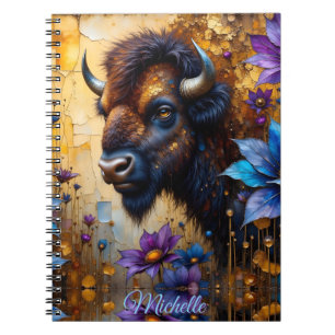Amerikansk Bison i texturerad blomma *Personlig* Anteckningsbok