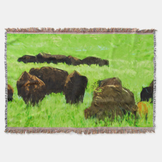 Amerikansk bison med unga Abstrakter, intryck Mysfilt