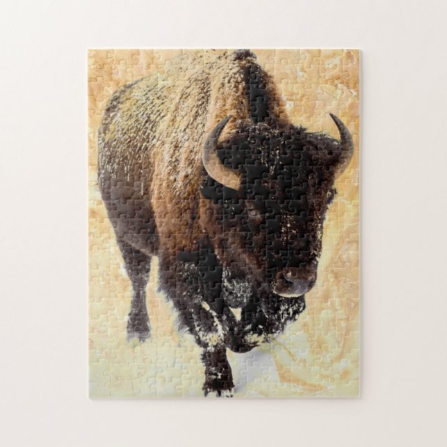 Amerikansk Bison Natur Utomhus Nationalpark Pussel (Vertikal)