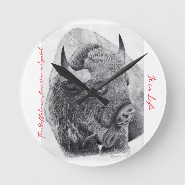 Amerikansk bison rund klocka (Framsida)