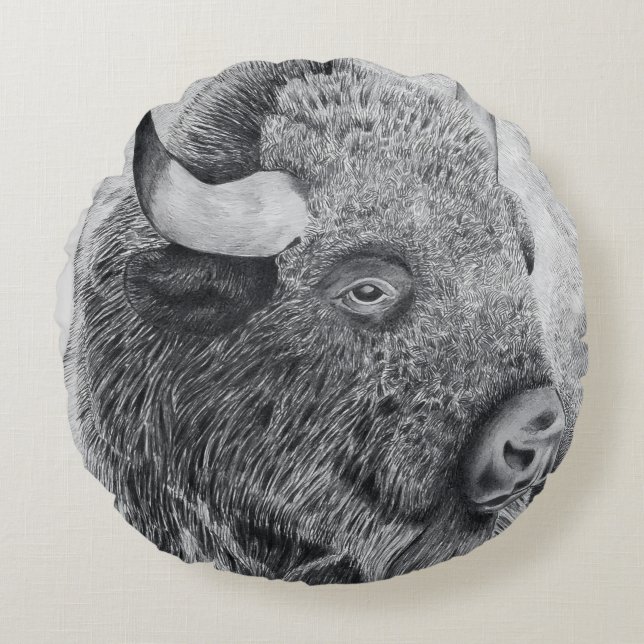 Amerikansk bison rund kudde (Framsidan)