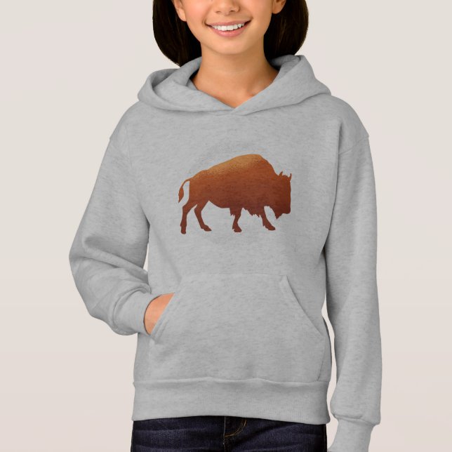 Amerikansk Bison Silhuett Konst T Shirt (Framsida)
