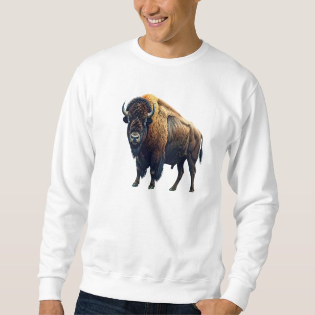Amerikansk Bison Tröja Lång Ärmad Tröja (Framsida)