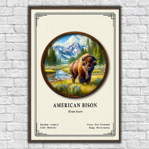 Amerikansk Bison Zoologi Serie Poster