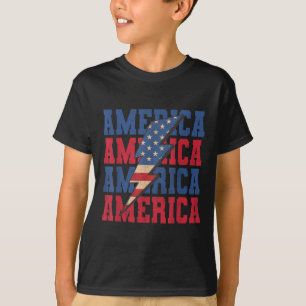 Amerikansk Blixt Patriotisk Usa Flagga Glad 4 T Shirt