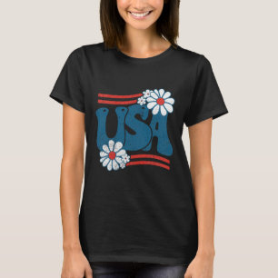 Amerikansk blomma patriotisk 4 juli groovy amerika t shirt