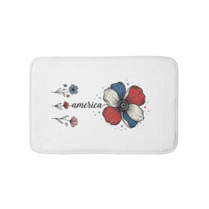 Amerikansk blomster patriotisk vintage vektor desi badrumsmatta