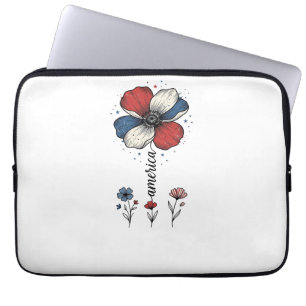 Amerikansk blomster patriotisk vintage vektor desi laptop fodral