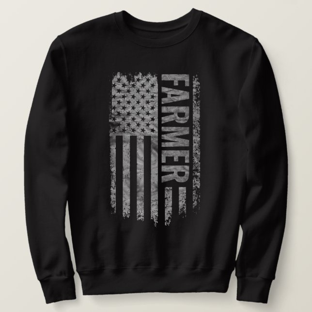 Amerikansk bonde USA-flagg distressed design Lång Ärmad Tröja (Design framsida)
