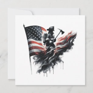 Amerikansk brandman.Flagga i Stater. Julkort
