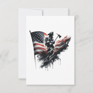 Amerikansk brandman.Flagga i Stater. OSA Kort