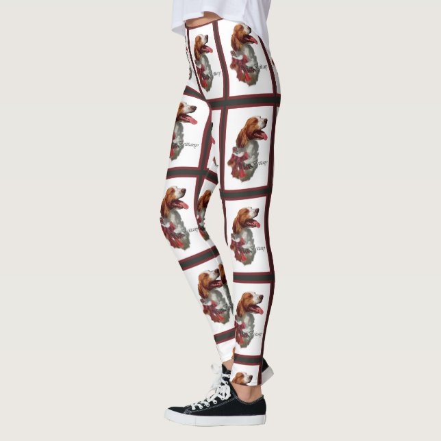 Amerikansk Brittany Spaniel Jul Leggings (Vänster)