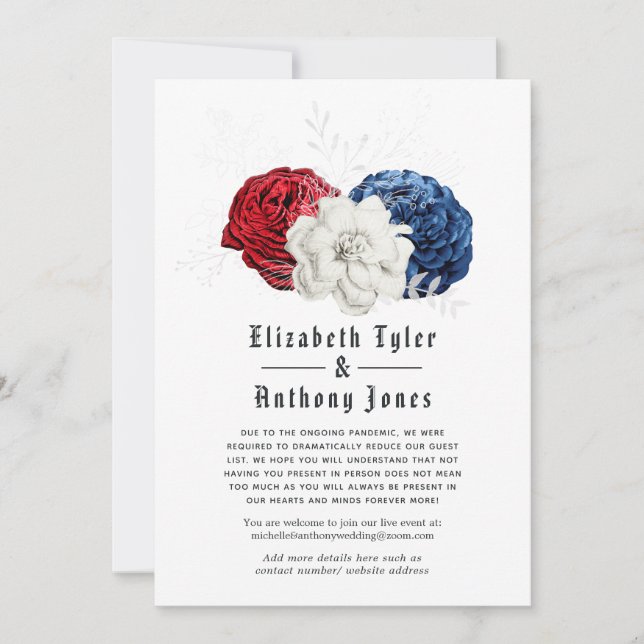 Amerikansk bröllopsfest med reducerat antal bröllp meddelande (Framsida)