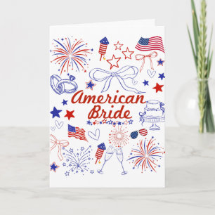 Amerikansk bröllopsfirande med patriotisk prägel kort
