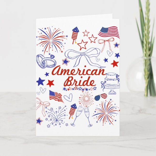 Amerikansk bröllopsfirande med patriotisk prägel  kort (Framsida)