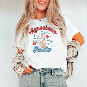 Amerikansk Brud Fjärde Juli Cowgirl Möhippa T Shirt