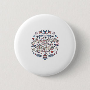Amerikansk Brud Patriotisk Bröllop Vektor Design_1 Knapp