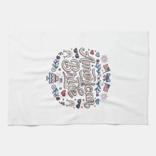 Amerikansk Brud Patriotisk Bröllop Vektor Design_1 Kökshandduk