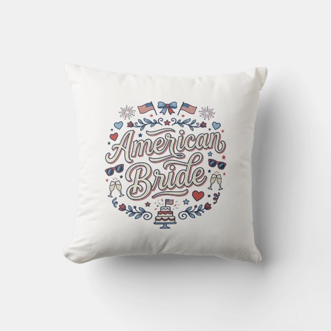 Amerikansk Brud Patriotisk Bröllop Vektor Design_1 Kudde (Framsida)