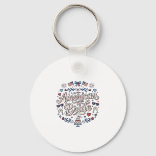 Amerikansk Brud Patriotisk Bröllop Vektor Design_1 Nyckelring