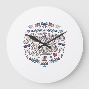 Amerikansk Brud Patriotisk Bröllop Vektor Design_1 Stor Klocka