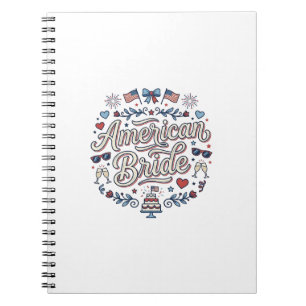 Amerikansk Brud Patriotisk Bröllops Vektor Design_ Anteckningsbok