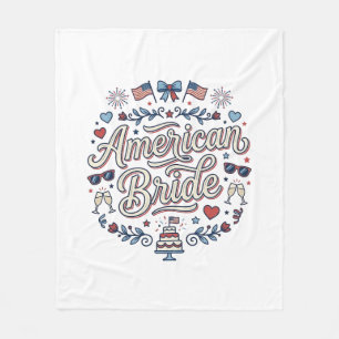 Amerikansk Brud Patriotisk Bröllops Vektor Design_ Fleecefilt
