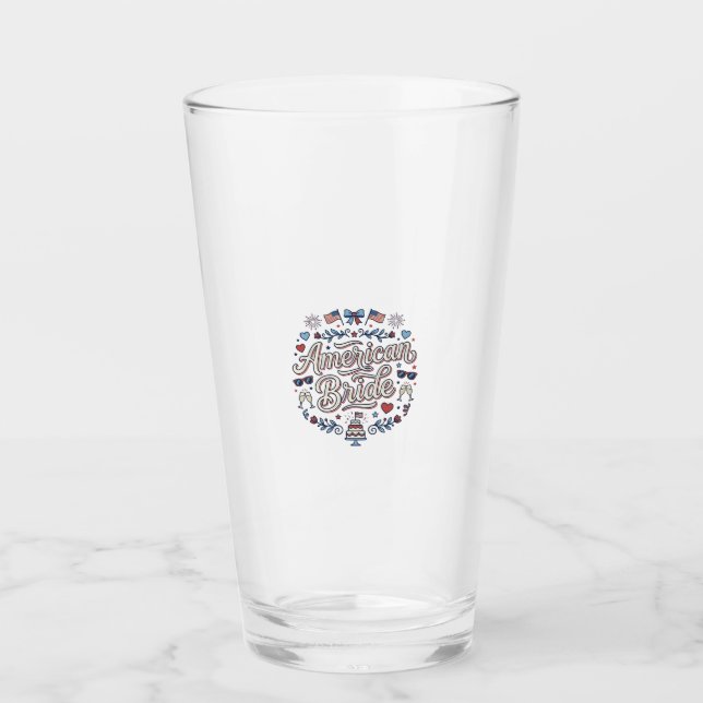 Amerikansk Brud Patriotisk Bröllops Vektor Design_ Glaskopp (Framsida)
